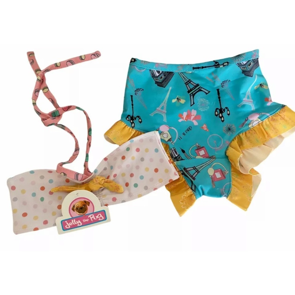 NWT Girl's JELLY THE PUG Tankini Swimsuit Bikini 4T $59